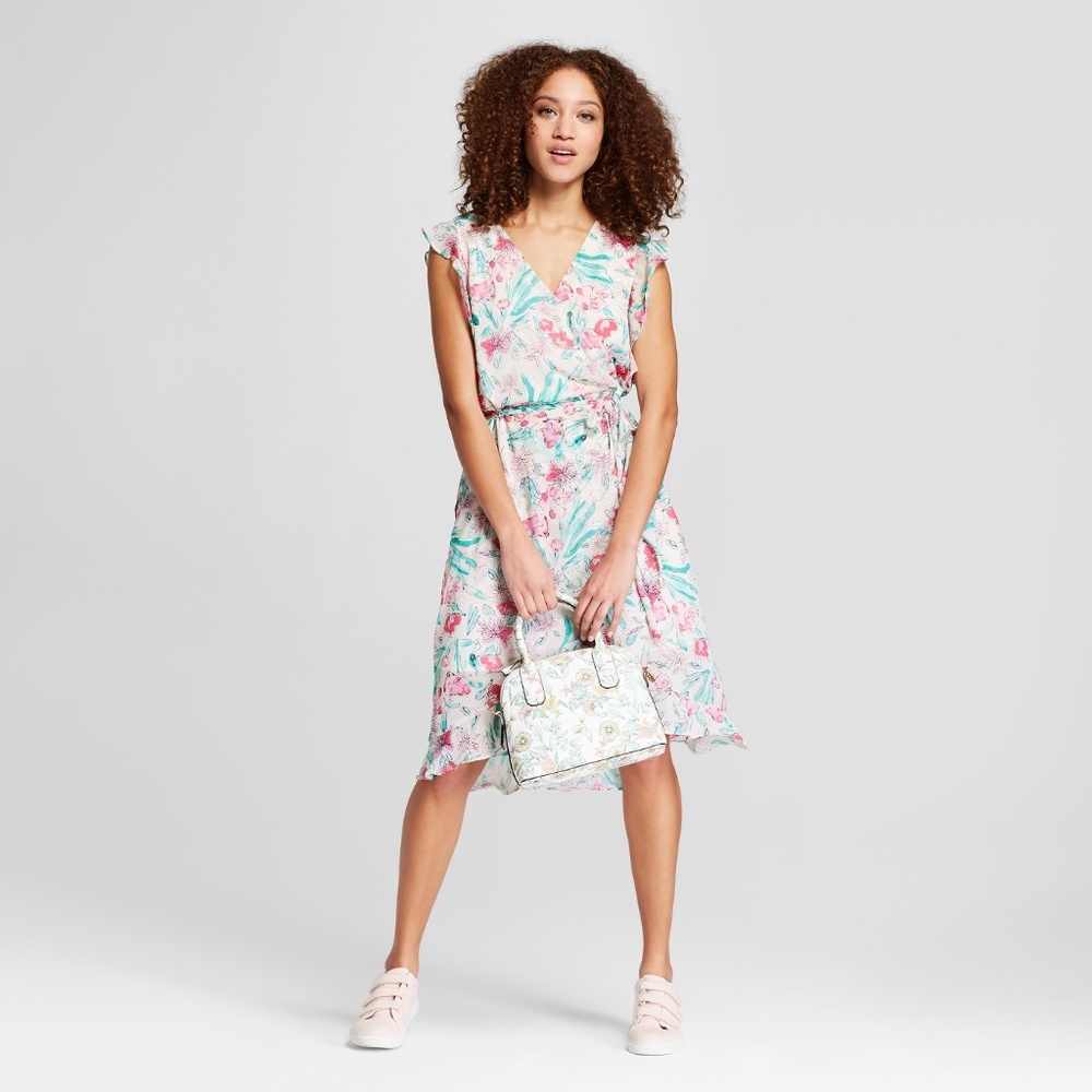 New A.N.D Floral Short Sleeve Ruffle Wrap Dress A3 - Picture 8 of 8